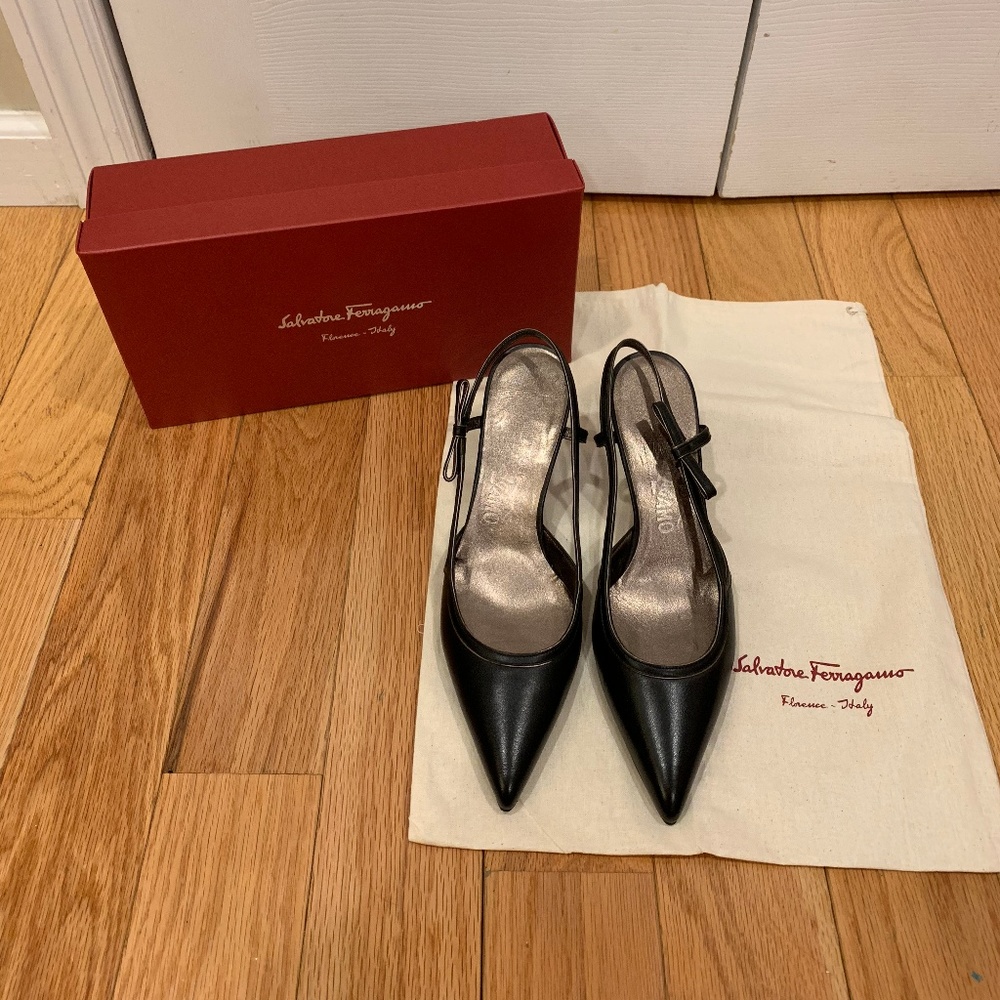Salvatore Ferragamo Sling Back Heels shoes NIB-7.5